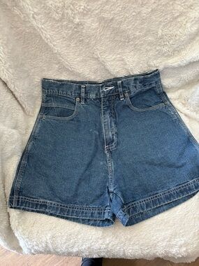 Route 66 High-Rise Blue Denim Shorts